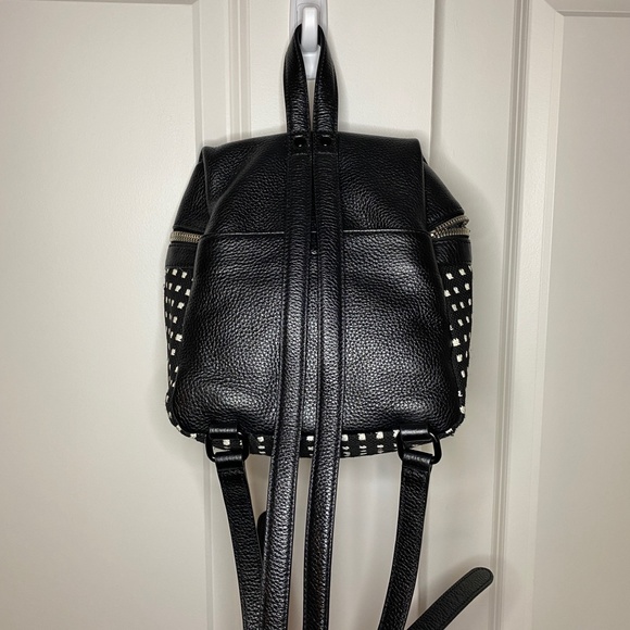 KARA Small Backpack in Black Grid Woven Pebble Leather - Picture 3 of 16